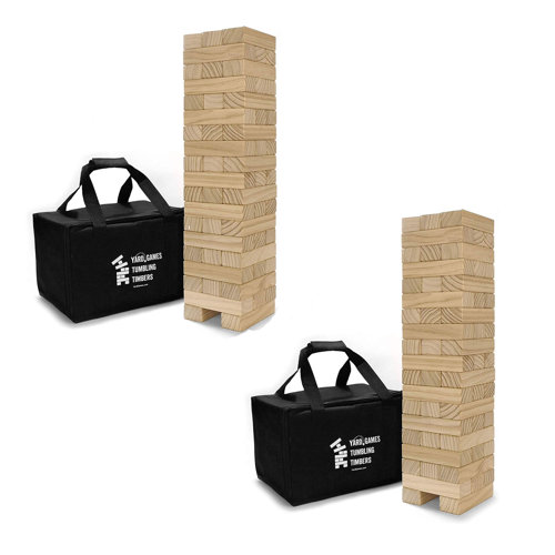 Yard Games Large Tumbling Timbers Wood Stacking Game W/ 56 Pine Blocks
